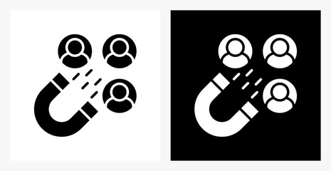 Lead Generation BPM icon sheet in black and white, filled style.