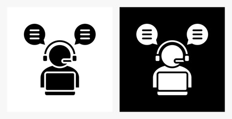 Customer Service BPM icon sheet in black and white, filled style.