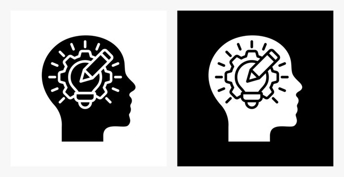 Creation BPM icon sheet in black and white, filled style.