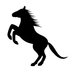 後ろ足で立つ横向きの馬のシルエット　ベクターイラスト