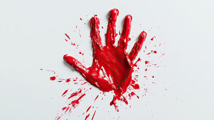 A red handprint and splatters, symbolizing violence, danger, or artistic expression. The image evokes a strong emotional response. AI Generative