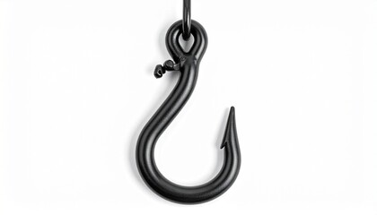 &ldquo;Black S-shaped hook with glossy finish placed on white background simple functional design&rdquo;