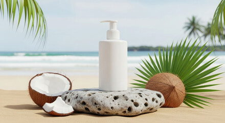 Luxury Coconut Hair Care Bottle Mockup By Ocean.