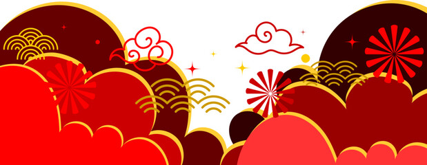 Golden Traditional Cloud Wave Border Inspired by Chinese Festival Decoration
