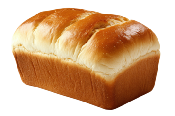 Freshly baked brioche loaf in soft golden lighting on white background for bakery advertising isolated on transparent background