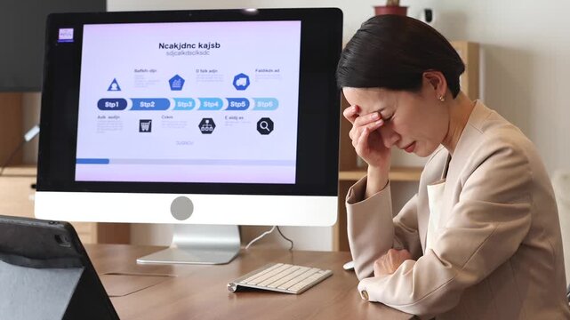 打合せで悩む女性