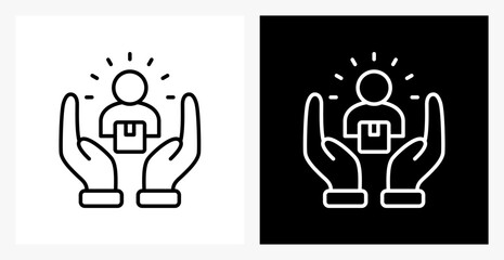 Customer BPM icon sheet in black and white, line style.