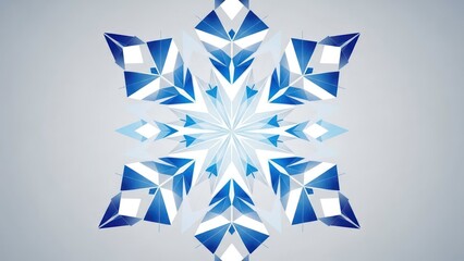 Geometric blue snowflake with a starburst pattern on gray background