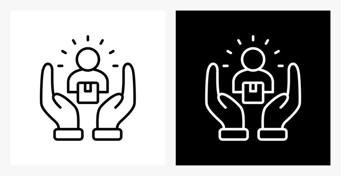 Customer BPM icon sheet in black and white, line style.