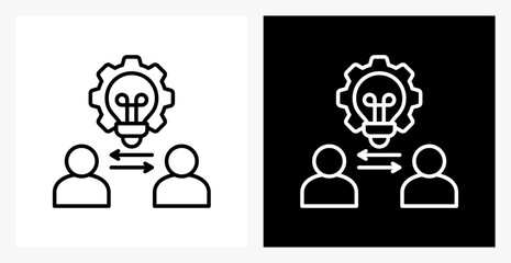 Crm BPM icon sheet in black and white, line style.