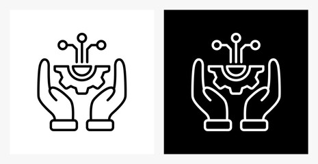 Digital Transformation BPM icon sheet in black and white, line style.