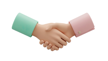 Handshake greeting, deal agreement, business handshake on transparent background