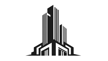 Modern high-rise buildings logo design, representing urban development, real estate, and corporate architecture, on an isolated white background. © khava