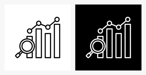 Benchmarking BPM icon sheet in black and white, line style.