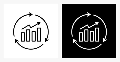 Fototapeta premium Continuous Improvement BPM icon sheet in black and white, line style.