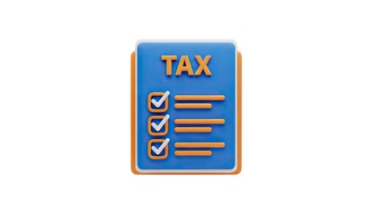 3D Tax Checklist Icon on transparent background