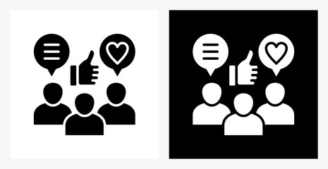 Social Media BPM icon sheet in black and white, filled style.