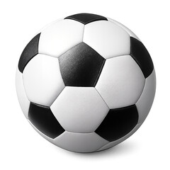Classic black and white leather soccer ball isolated on transparent background