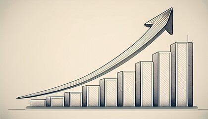 a line drawing showing an upward trend with an arrow at the top above a horizontal line base