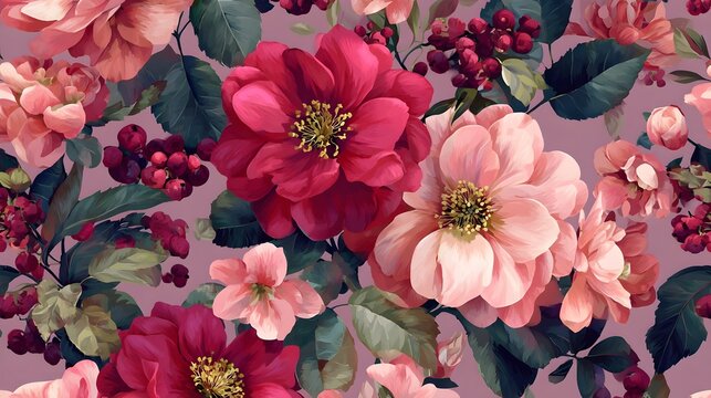 Seamless allover floral pattern, digital textile print, fresh summer design. Concept: Textile design, fashion fabric patterns, summer collection, decorative surfaces, digital print design