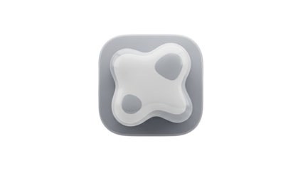 Abstract organic shape icon with layers and shadows on transparent background