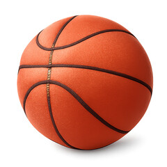 Orange pebbled rubber regulation basketball isolated on transparent background
