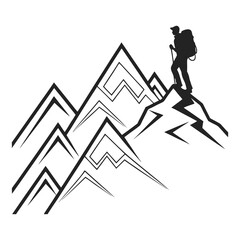 Fototapeta premium Hiker ascending mountain range