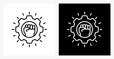 Fototapeta premium Empowerment BPM icon sheet in black and white, line style.