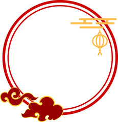 Festive Round Frame with Floral and Cloud Motifs for Chinese Celebration