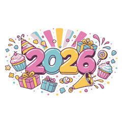 Obraz premium Happy New Year 2026 Illustration