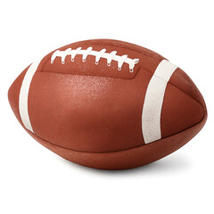 Brown leather American football with white laces isolated on transparent background