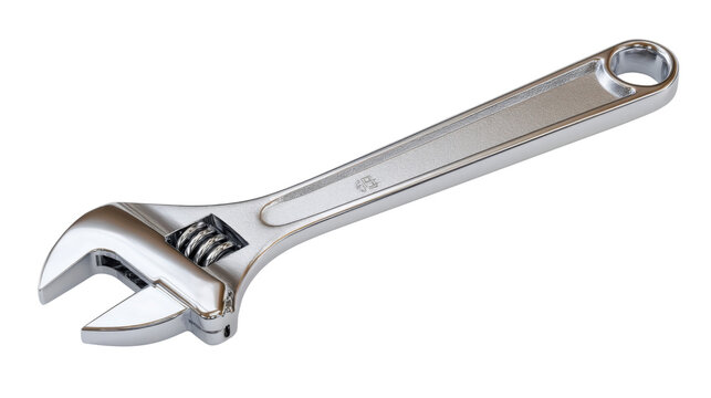 Metal adjustable wrench, also known as a monkey wrench or crescent wrench, offering adaptability for various fastening tasks