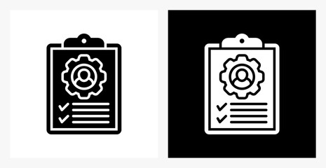 Job Description BPM icon sheet in black and white, filled style.