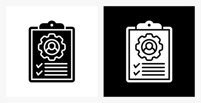 Job Description BPM icon sheet in black and white, filled style.