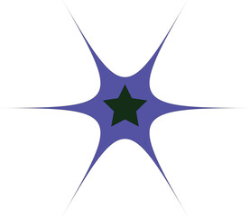 Obraz premium Abstract Blue Starburst with Dark Star Center Isolated on White Background