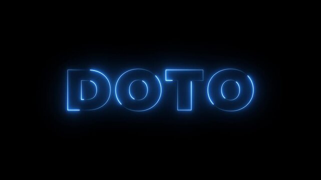 Neon glowing DOTO sign in futuristic Blue light