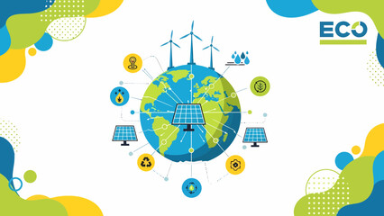 Obraz premium Eco Friendly Globe with Renewable Energy.