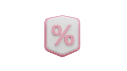 Pink Percentage Symbol on Shield Icon on transparent background