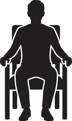 Black and White Silhouette of a Person Sitting on a Chair
