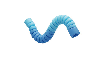 3D Wavy blue segmented tube transparent background