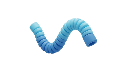 3D Wavy blue segmented tube transparent background