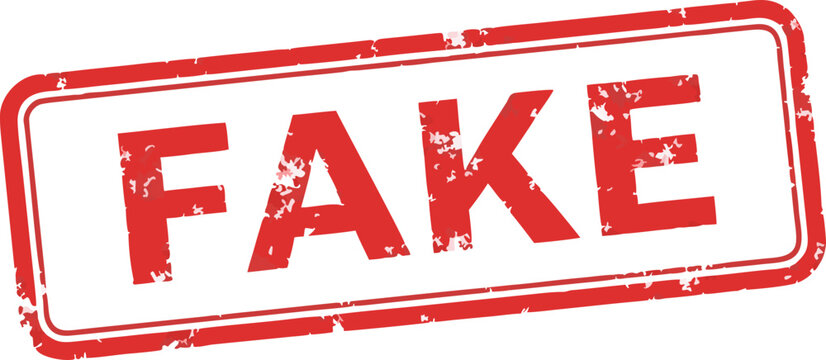 A stamp labeled Fake to mark false information. The concept of combating fake news, disinformation, deepfakes and fact checking in the media and social networks.