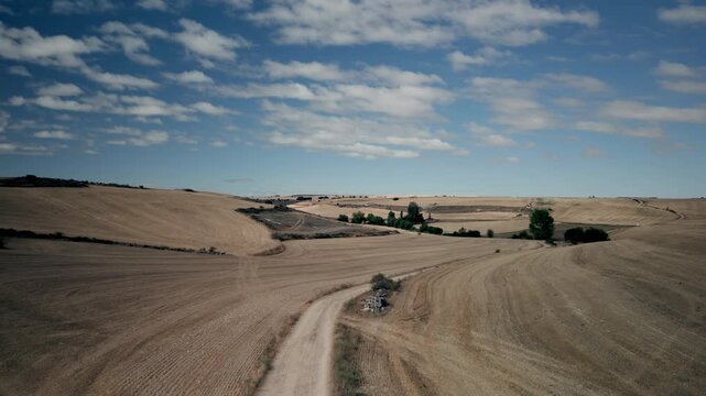 The landscape on the  Meseta sawanah in Spain - the road to the Camino de Santiago
