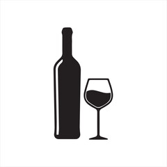 wine bottle and glass