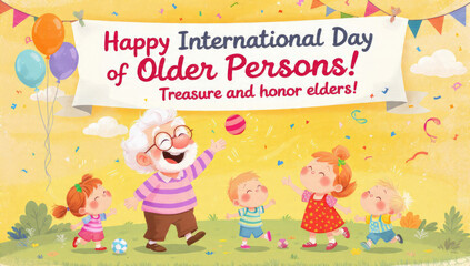 Fototapeta premium Happy International Day of Older Persons!