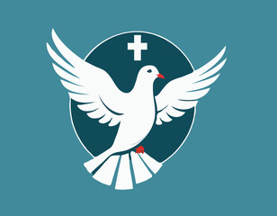 Fototapeta premium Dove and Cross, Combine the cross with a dove symbolizing the Holy Spirit 