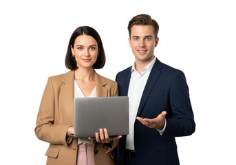 Software developers team with laptop performing remote server maintenance or application debugging during system optimization process in telecommunications technology department center
