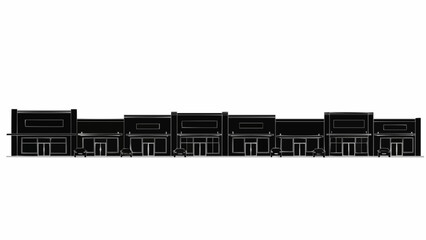 Detailed Silhouette of a Commercial Strip Mall Facade.