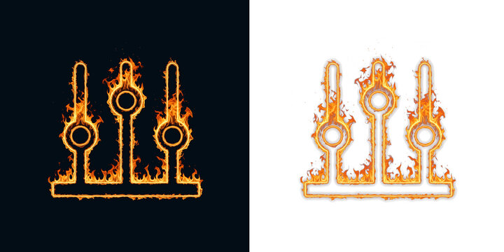 Sliders equalizer icon in flame outline showing audio mixer and settings adjustment controls for app interface, level tuning and parameter control symbol for dashboard panel buttons