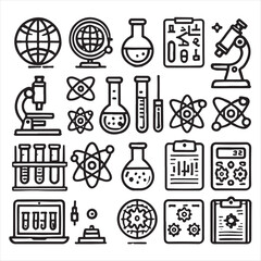 Modern Science Thin Line Icons set the same icon stock illustration